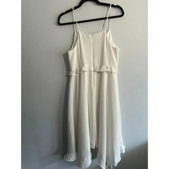 H by Halston White Ruffle Spaghetti strap A-Line dress high low Sz. US 10 - Picture 4 of 10